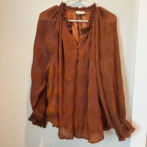 Umgee Rust Pleated Blouse